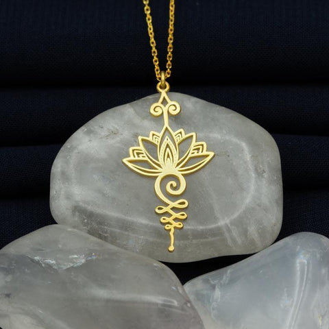 Unalome Pendant Necklace Hippie Necklace.Unalome Necklace with Lotus Flower-Yoga Jewelry - SUNSEED THE JOURNEY