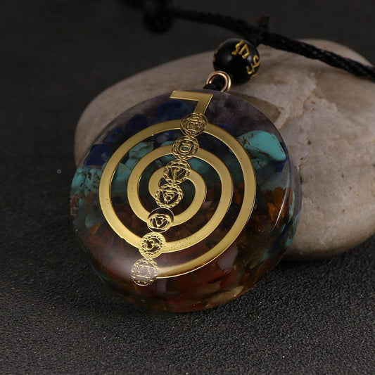 Energy Generator Orgone Amulet 7 Chakras Pendant Necklace Orgonite Meditation Balance EMF Protection Sweater Chain Jewelry - SUNSEED THE JOURNEY