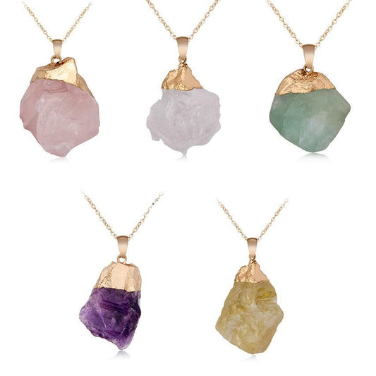 Clear Quartz Crystal Healing Pendants | Wire Handmade Jewelry | Natural Gemstones Necklace with Sterling Silver and Gold Plating - SUNSEED THE JOURNEY
