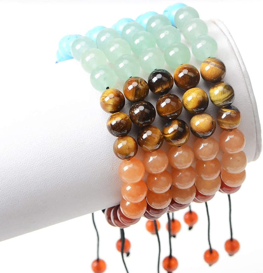 Natural Stones Adjustable Macrame Bracelets | Chakra Beads Charm Bracelets | Healing Quartz Bracelets - SUNSEED THE JOURNEY