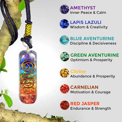 7 Chakra Orgone Healing Pendant | Gemstones Necklace for Spiritual Healing Self-Body Powers & Energy | Handmade - SUNSEED THE JOURNEY