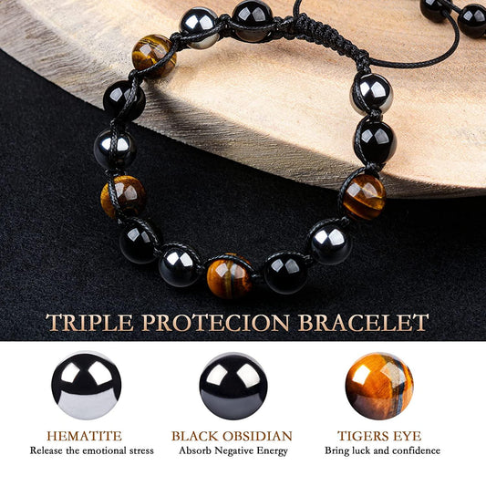 Triple Protection Adjustable Unisex Bracelets | 10mm Crystal Beads Handmade Bracelet | Passion Bracelet for Confidence and Motivation - SUNSEED THE JOURNEY
