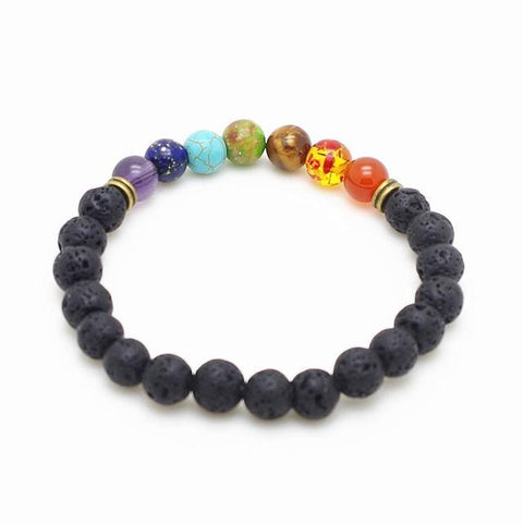 8mm Beads Lava Rock 7 Chakra Healing Balance Bracelet