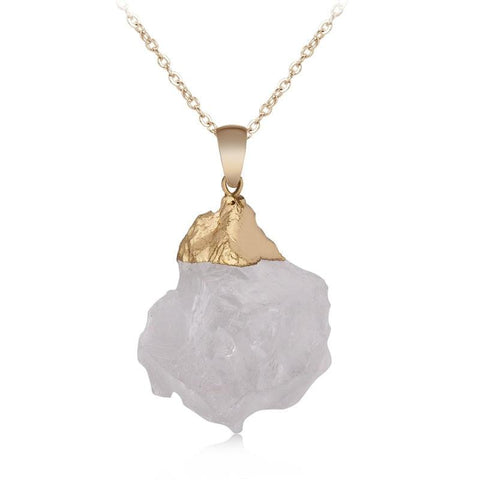 Clear Quartz Crystal Healing Pendants | Wire Handmade Jewelry | Natural Gemstones Necklace with Sterling Silver and Gold Plating - SUNSEED THE JOURNEY