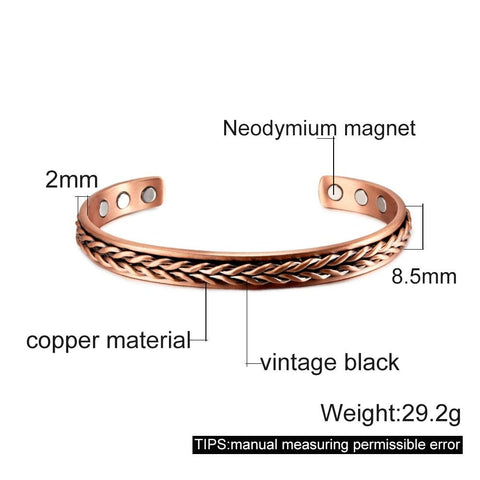 Vintage Copper Magnetic Bracelets | Pure Copper Adjustable Cuffs | Unisex Pain Relief Jewelry - SUNSEED THE JOURNEY