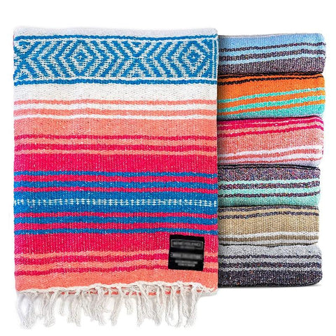 Handwoven Yoga Printed Blanket  | Camping Balnkets for Outdoor Meditation | Ethnic Mexican Yoga Mat - SUNSEED THE JOURNEY