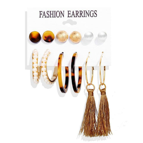 Beautiful Bohemian Fashion Earring Sets | Geometric Tassel Pearl Earring Sets | Versatile Fashion Design Earrrings for Daily Wear - SUNSEED THE JOURNEY