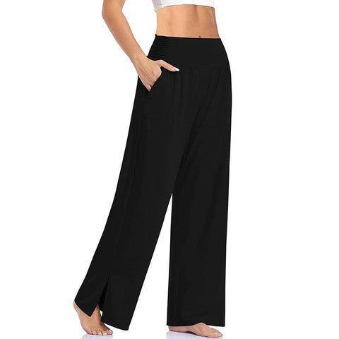 Casual Loose Solid Color Yoga Pants | Wide Legs Long Straight Sweatpants | Summer Light Colors Elastic Waist Pants