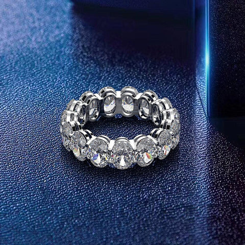 Beautiful Eternity Diamond Ring | Sterling Silver Oval Cut Ring | Sparkling High Carbon Wedding Ring - SUNSEED THE JOURNEY