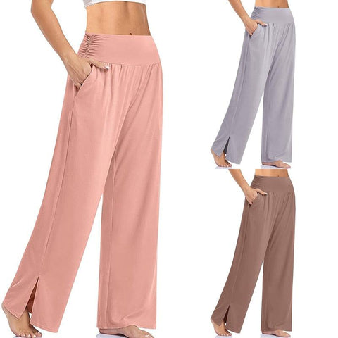 Casual Loose Solid Color Yoga Pants | Wide Legs Long Straight Sweatpants | Summer Light Colors Elastic Waist Pants - SUNSEED THE JOURNEY