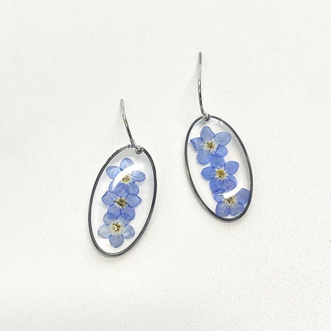 Beautiful Dried Flower Epoxy Resin Earrings | Natural Flower Handmade Jewelry | Cute Forget Me Not Earrings - SUNSEED THE JOURNEY