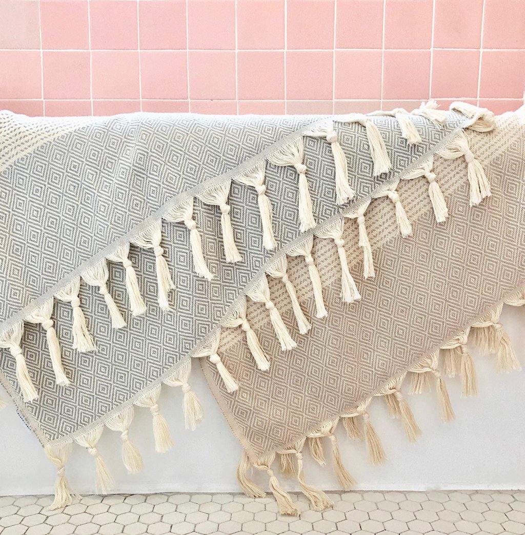 Diamond Stripe Turkish Towel - SUNSEED THE JOURNEY