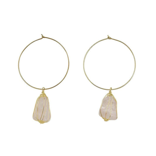 Rose Quartz Hoops - SUNSEED THE JOURNEY