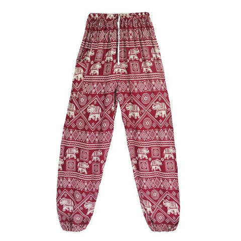 Loose Fit Elephant Printed Harem Pants | Trunks Printed Hippie Beach Pants | Casual High Rise Yoga Pants for Women - SUNSEED THE JOURNEY